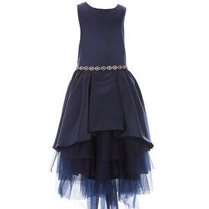Big Girls Size 14 Rare Editions Sleeveless Satin/Mesh Tiered High-Low-Hem Dress